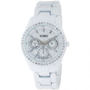XOXO Women's XO114 Rhinestone Accent White Enamel Bracelet Watch